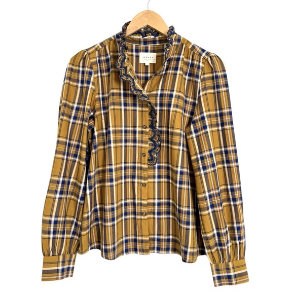 Sézane Chlo Plaid Shirt Sz 38 - Picture 5 of 11